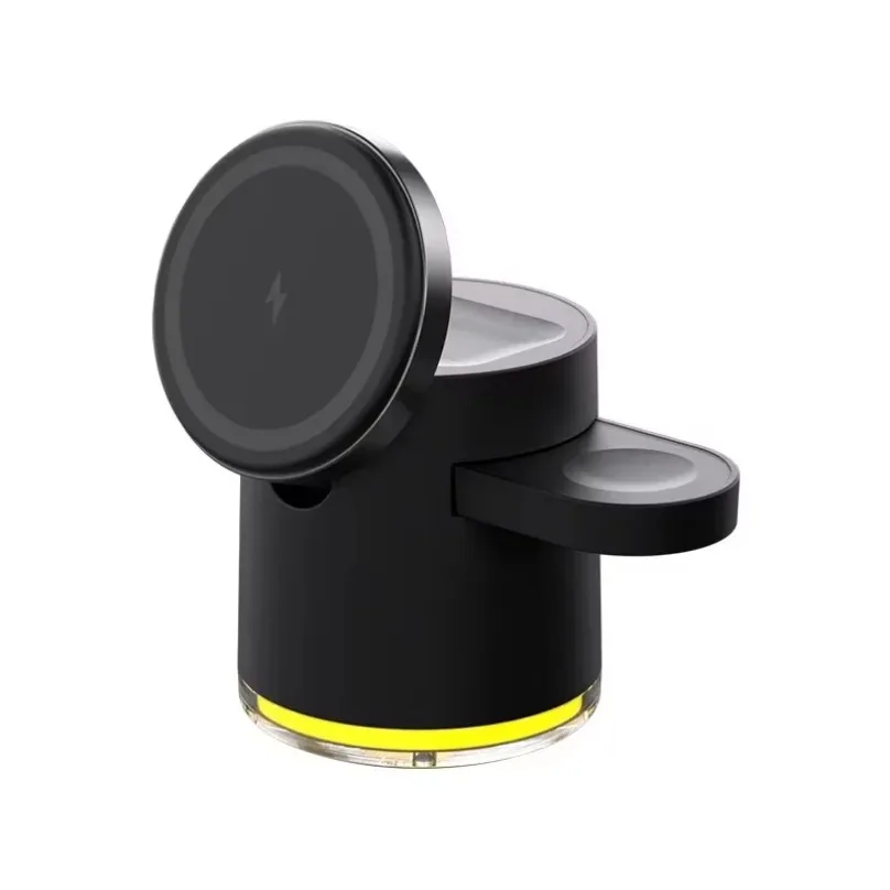 Caricatore Wireless 4 in 1 con Ricarica Rapida QI2 – Base di Ricarica con Luce Notturna per MagSafe iPhone 16, 15, 14 Pro Max, AirPods Pro (2ª-8ª gen) e Apple Watch